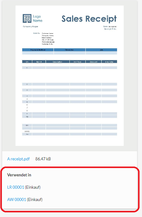 Abb.: Verknüpfungen eines Dokuments werden Ihnen direkt im Posteingang angezeigt.