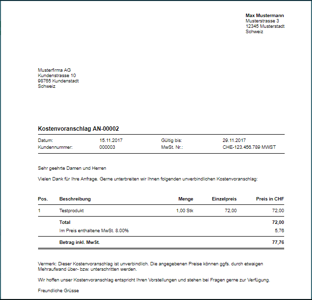 Kostenvoranschlag online erstellen in 3 Schritten (+ Vorlage) bexio